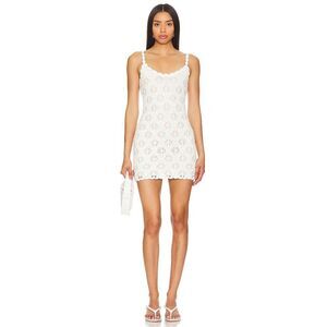 Line & Dot Crochet Sun Dress Cream L NWT Boho Lined Summer Midi